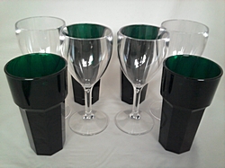 Four Polycarbonate Wine and 12oz Emerald Hi-Ball Glasses